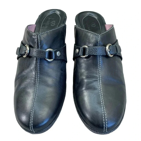 Cole Haan Leather Kitten Heels Mules Clog Slip On Shoes Women Size 8.5 B Black - Picture 2 of 14